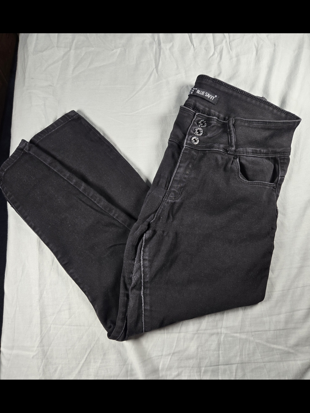 Blue Savvy Women’s Skinny Jeans Black Dark Wash Mid Rise Stretch 5-Pocket 14